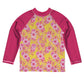 Tropical Initial Name Yellow and Hot Pink Long Sleeve Rash Guard - Wimziy&Co.