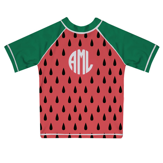 Watermelon Monogram Red and Green Short Sleeve Rash Guard - Wimziy&Co.