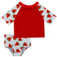 Watermelons Print Monogram Red and White 2pc Short Sleeve Rash Guard - Wimziy&Co.