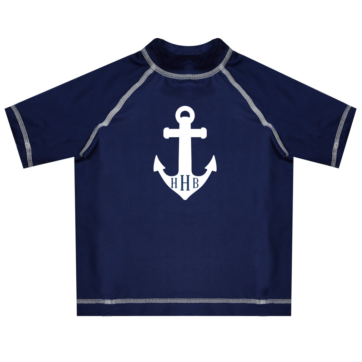Anchor Monogram Navy Short Sleeve Rash Guard - Wimziy&Co.