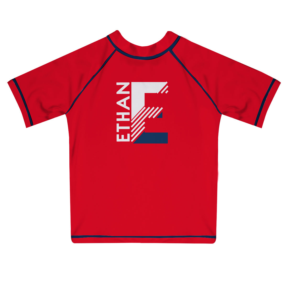 Initial Name Red Short Sleeve Rash Guard - Wimziy&Co.