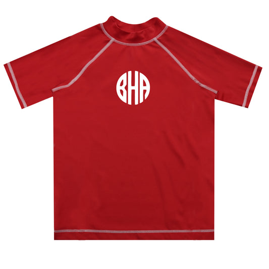 Monogram Red Short Sleeve Rash Guard - Wimziy&Co.