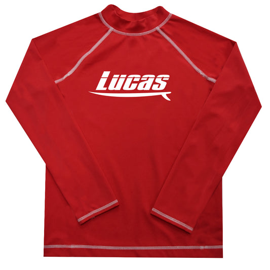 Surf Table Name Red Long Sleeve Rash Guard - Wimziy&Co.