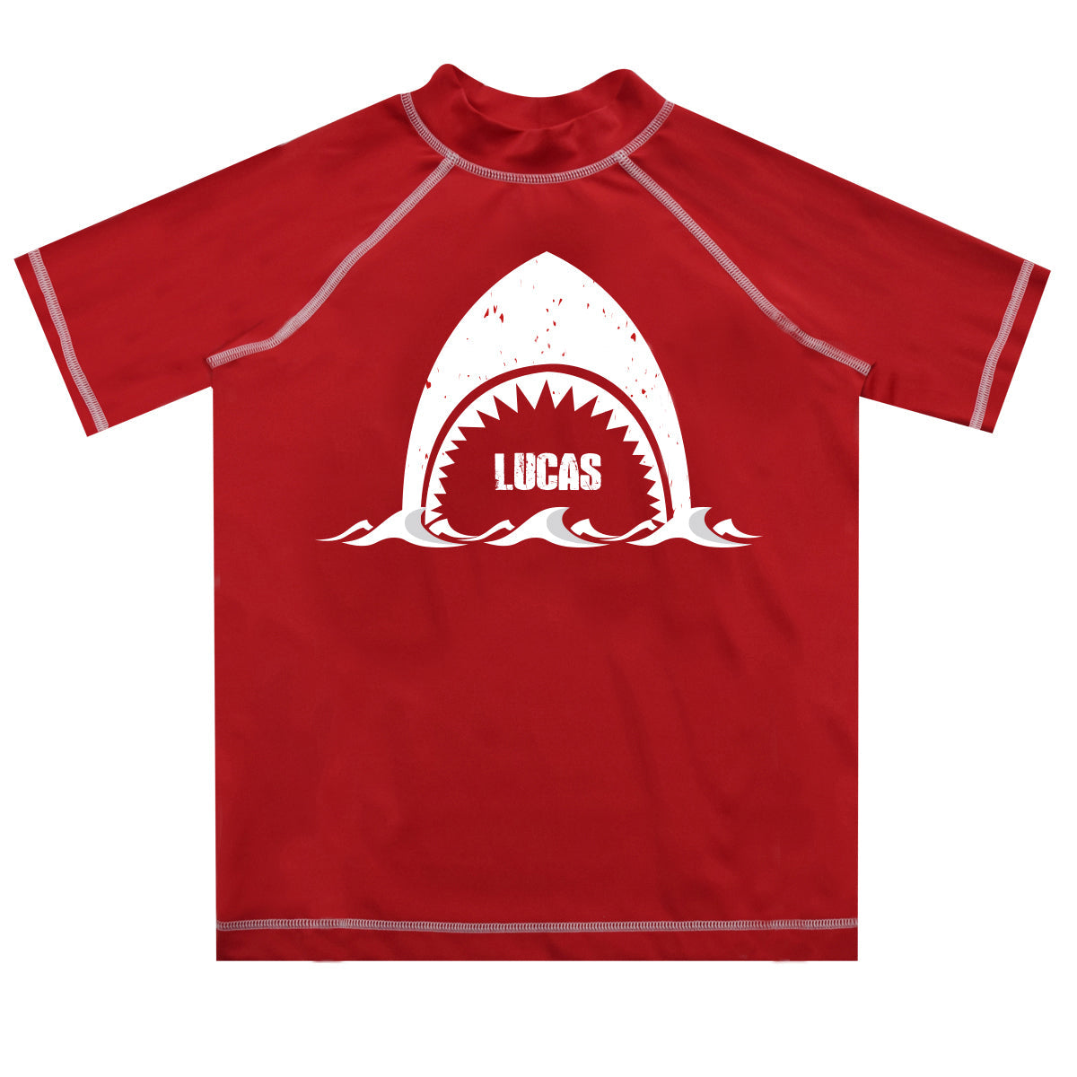 Shark Name Red Short Sleeve Rash Guard - Wimziy&Co.