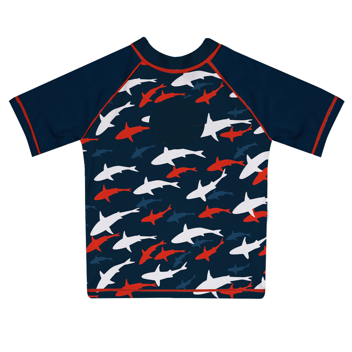 Shark Print Monogram Navy Short Sleeve Rash Guard - Wimziy&Co.