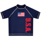USA Flag Navy Short Sleeve Rash Guard - Wimziy&Co.