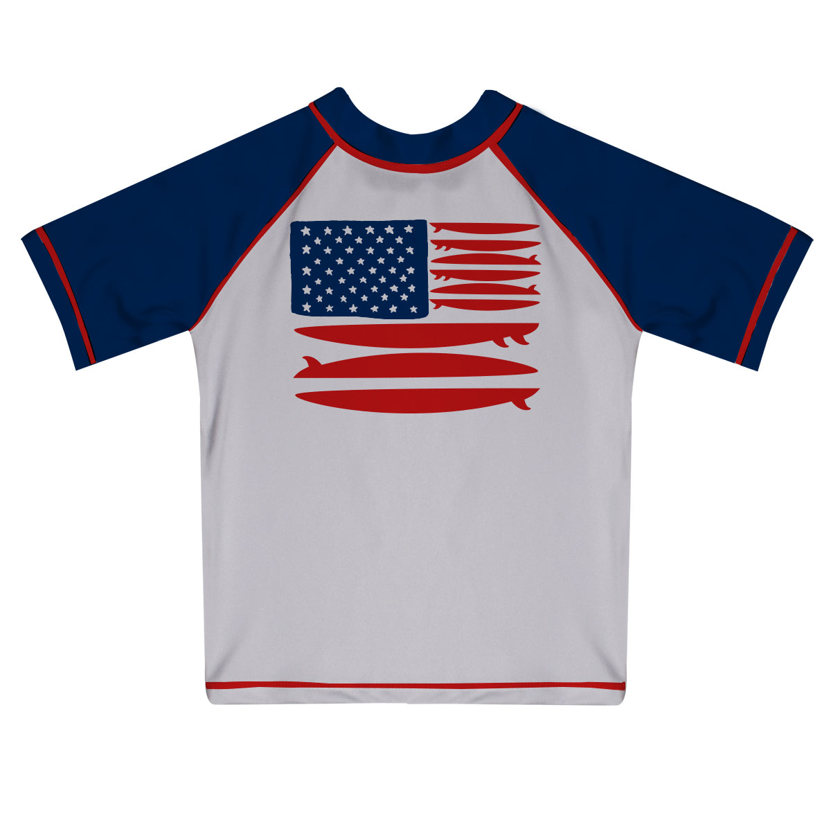 USA Flag Board White and Blue Short Sleeve Rash Guard - Wimziy&Co.