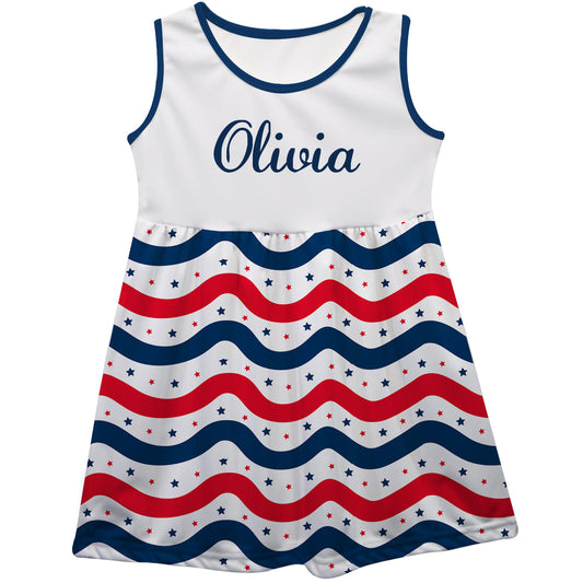 Stars Name White Red and Blue Tank Dress - Wimziy&Co.