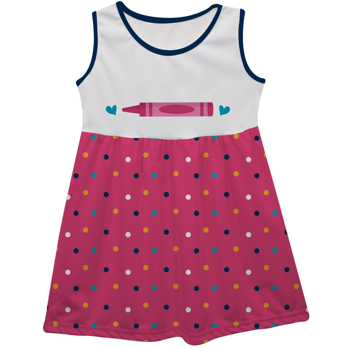 Crayon Name Polka Dots White And Pink Tank Dress - Wimziy&Co.