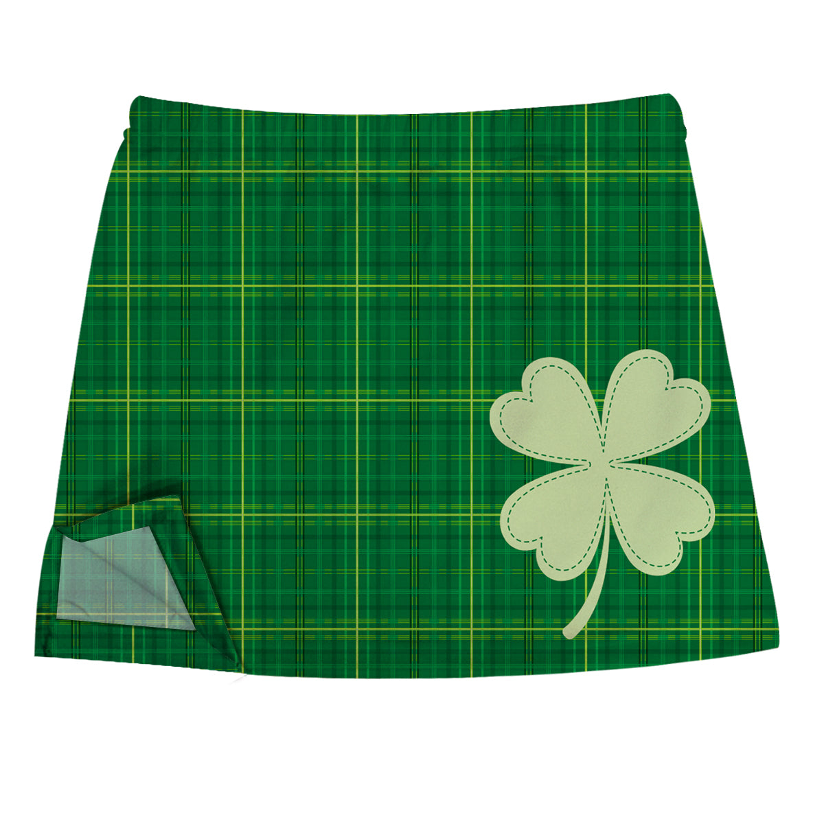 Clovers Green Plaid Skirt With Side Vents - Wimziy&Co.