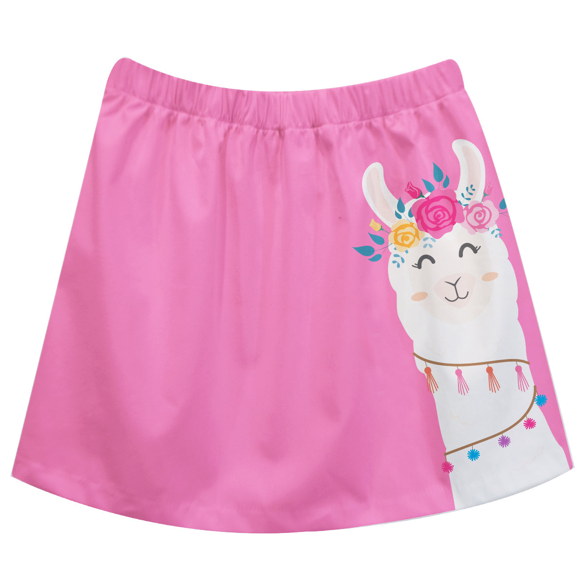 Pink and white llama girls skirt with name – Wimziy&Co.