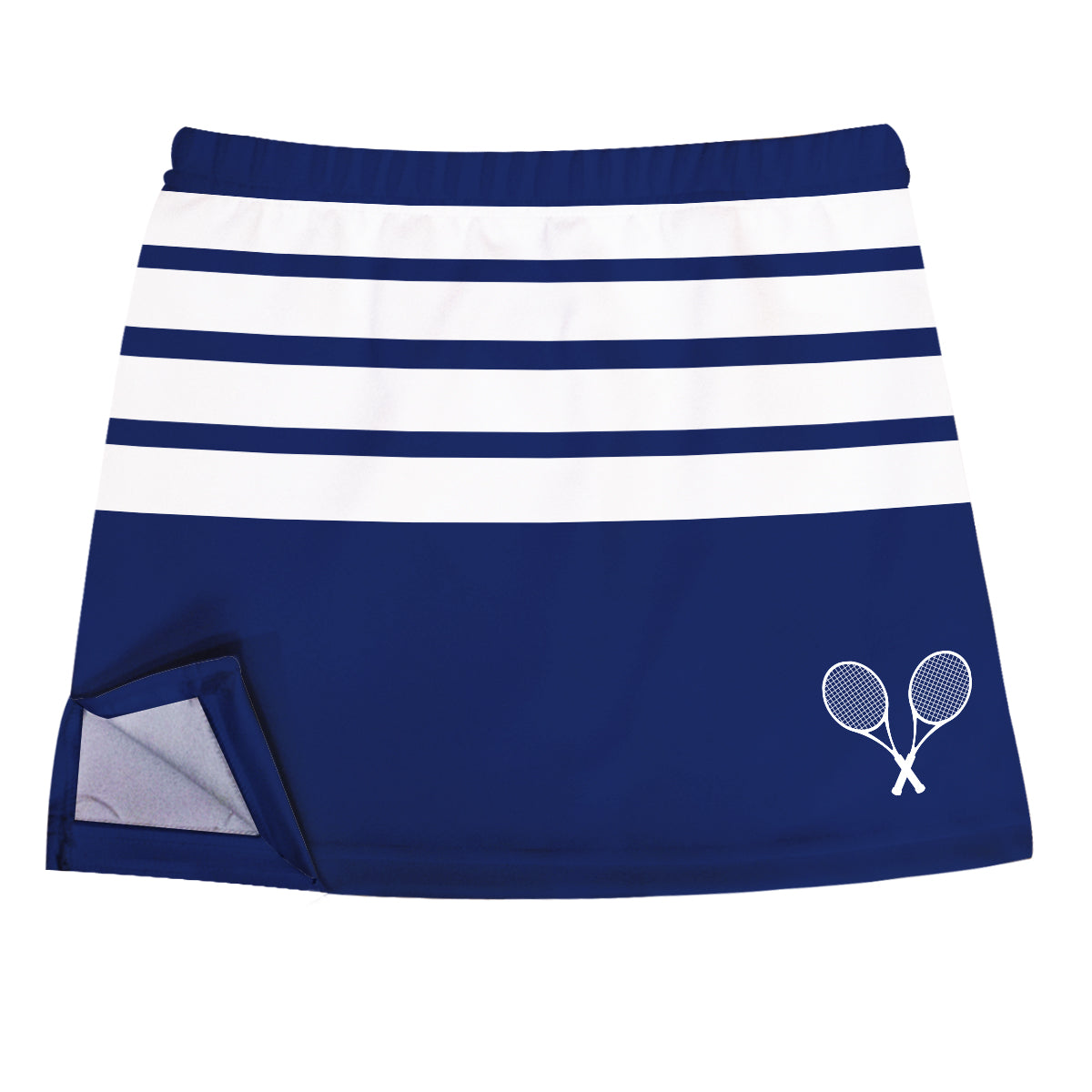 Tennis Racquets Navy and White Stripes Skirt With Side Vents - Wimziy&Co.