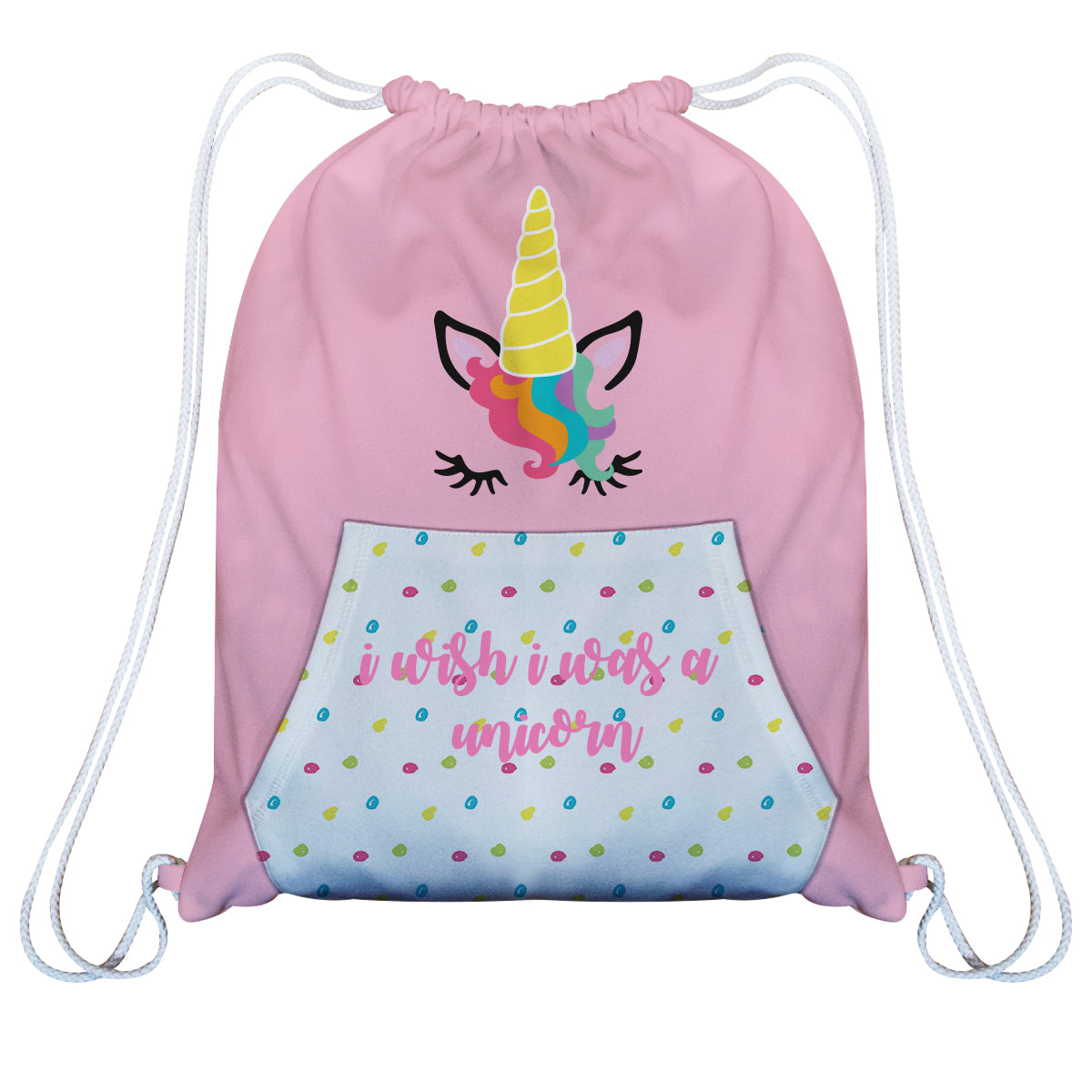 Unicorn Pink Fleece Gym Bag With Kangaroo Pocket - Wimziy&Co.