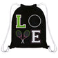 Love Tennis Monogram Black Fleece Gym Bag - Wimziy&Co.