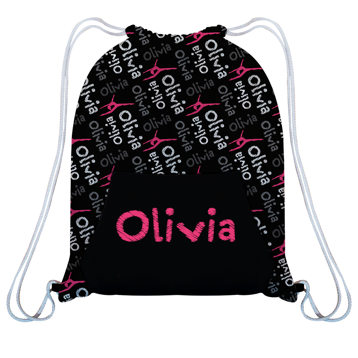 Black and pink gymnast girls gym bag with kangaroo pocket - Wimziy&Co.