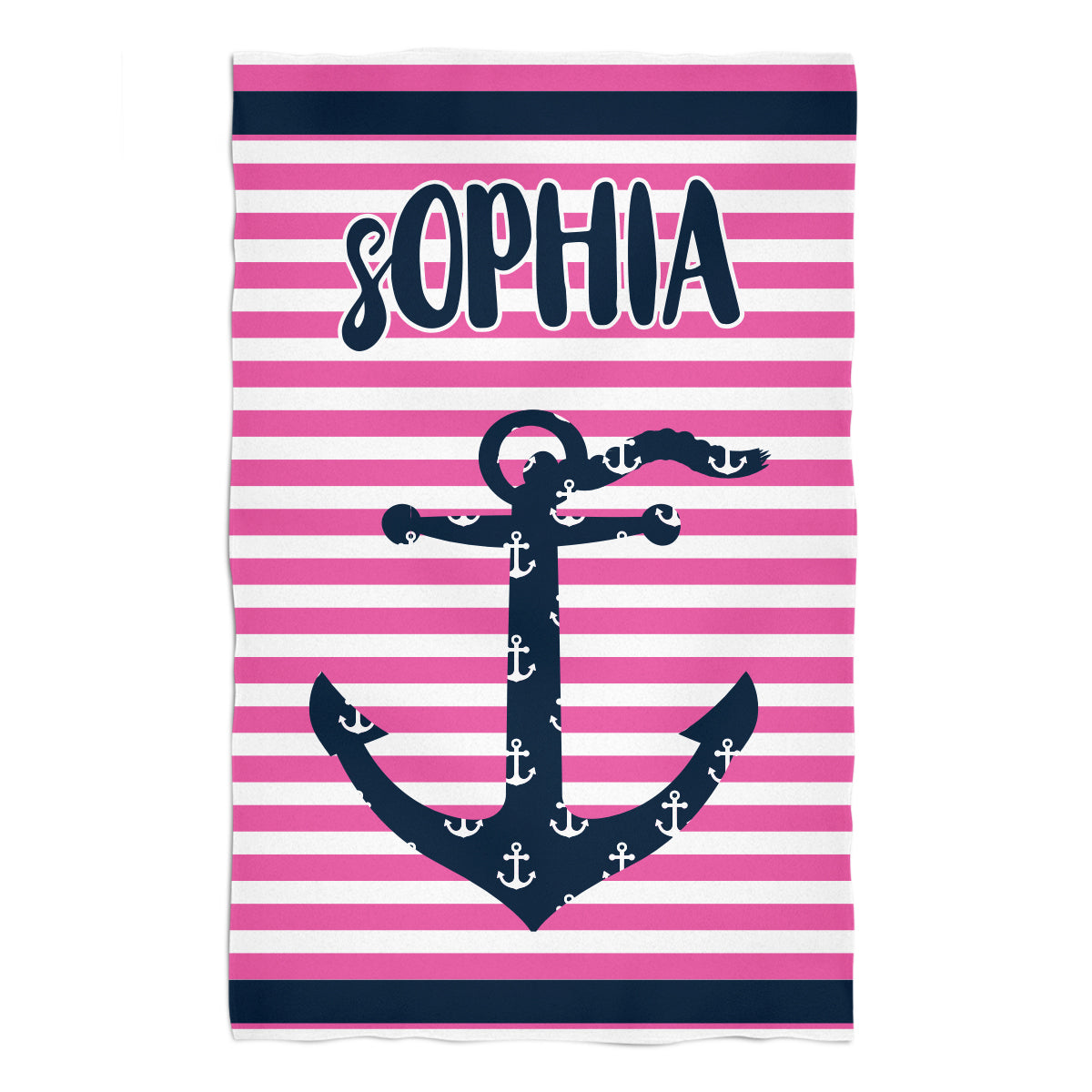 Anchor Name Pink and White Stripes Towel - Wimziy&Co.