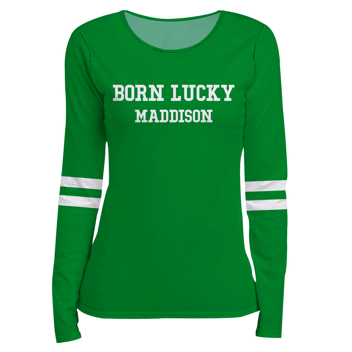 Born Lucky Name Green Long Sleeve Tee Shirt - Wimziy&Co.