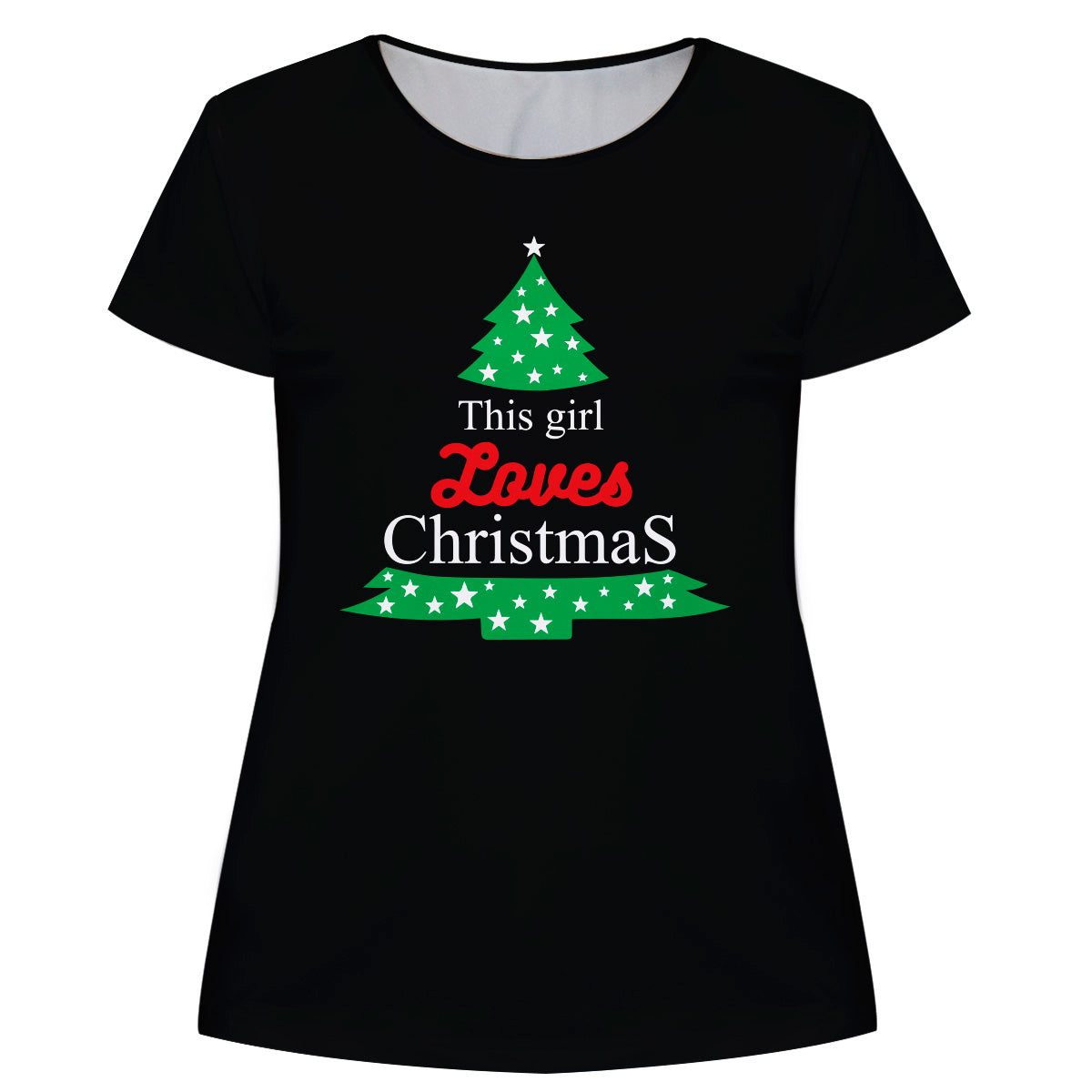 This Girl Loves Christmas Black Short Sleeve Tee Shirt - Wimziy&Co.