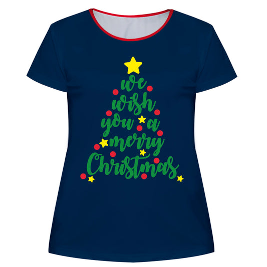 Merry Christmas Navy Short Sleeve Tee Shirt - Wimziy&Co.