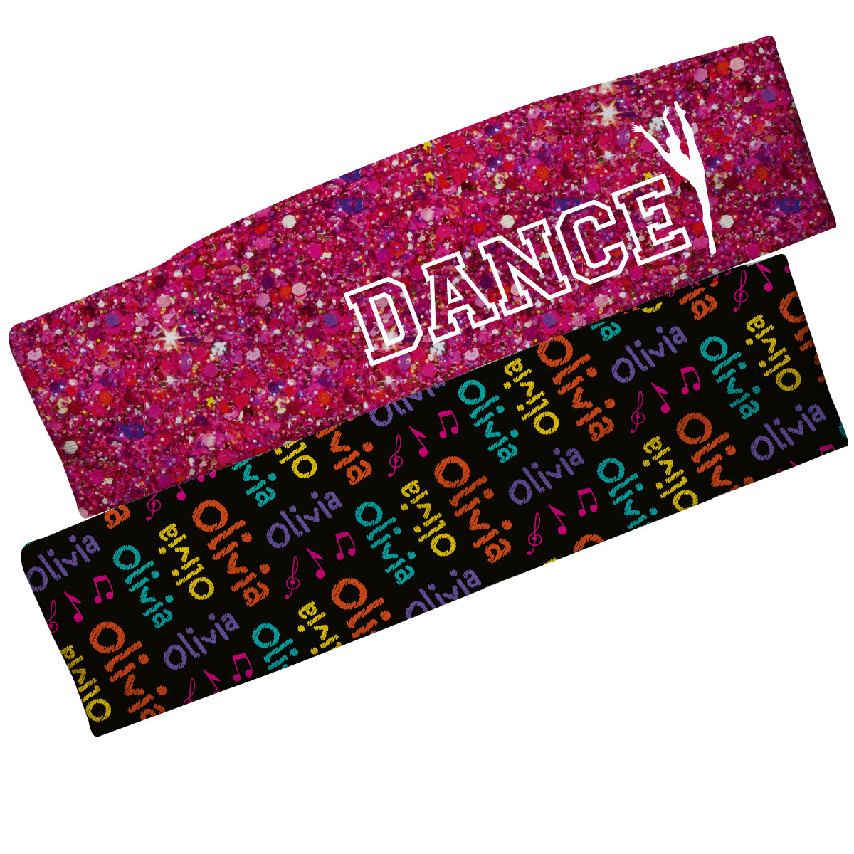 Hot pink glitter and black headband set with name - Wimziy&Co.
