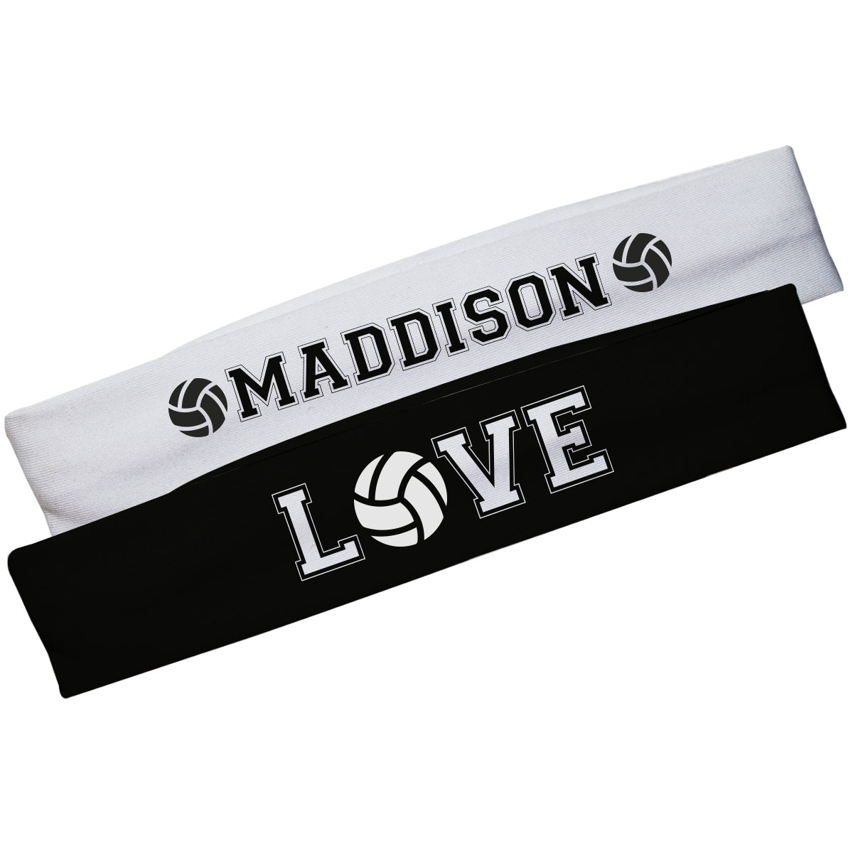Love Volleyball Name White and Black Headband Set - Wimziy&Co.