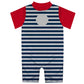 Monogram Stripe Navy and Red Boys Romper - Wimziy&Co.