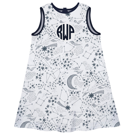 Constellations Print White A Line Dress - Wimziy&Co.
