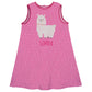 Hot pink and polka dots llama a line dress with name - Wimziy&Co.