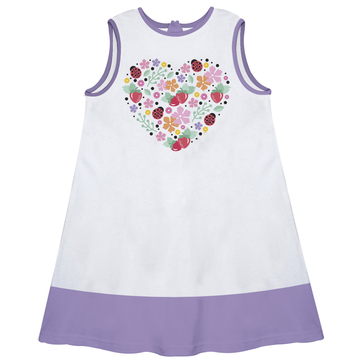 Ladybugs Hearts Name White Purple A Line Dress - Wimziy&Co.
