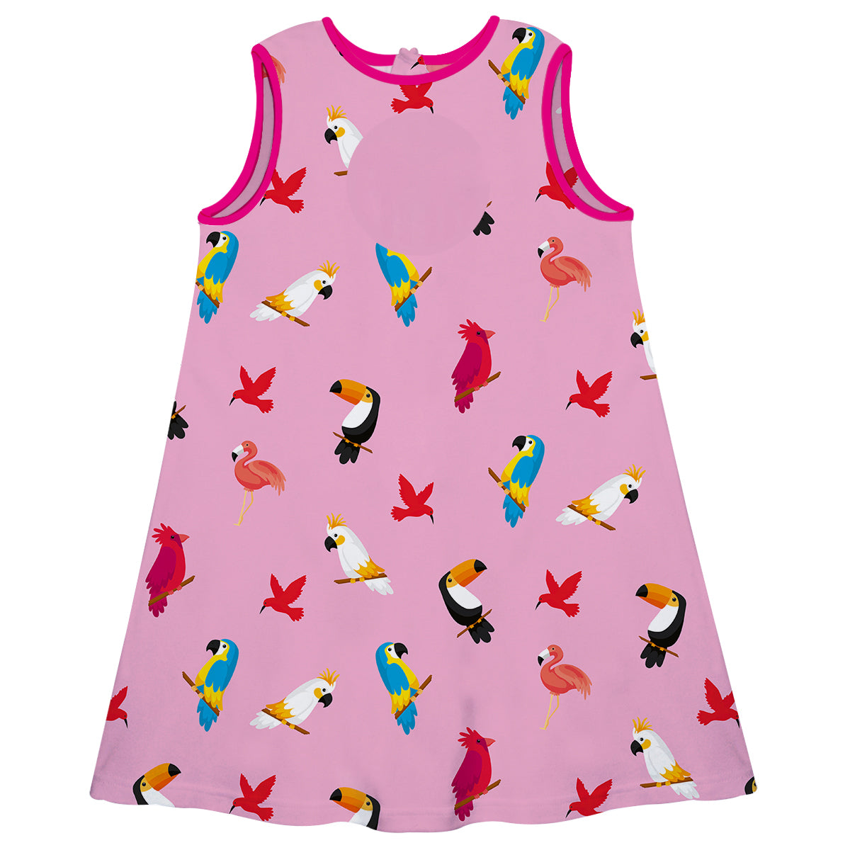 Birds Print Monogram Pink A Line Dress - Wimziy&Co.