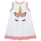 White and pink unicorn face a line dress with name - Wimziy&Co.