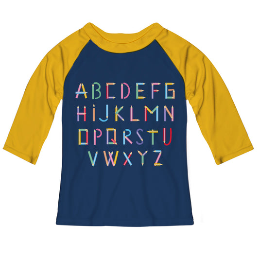 Alphabet Navy And Yellow Raglan Tee Shirt - Wimziy&Co.