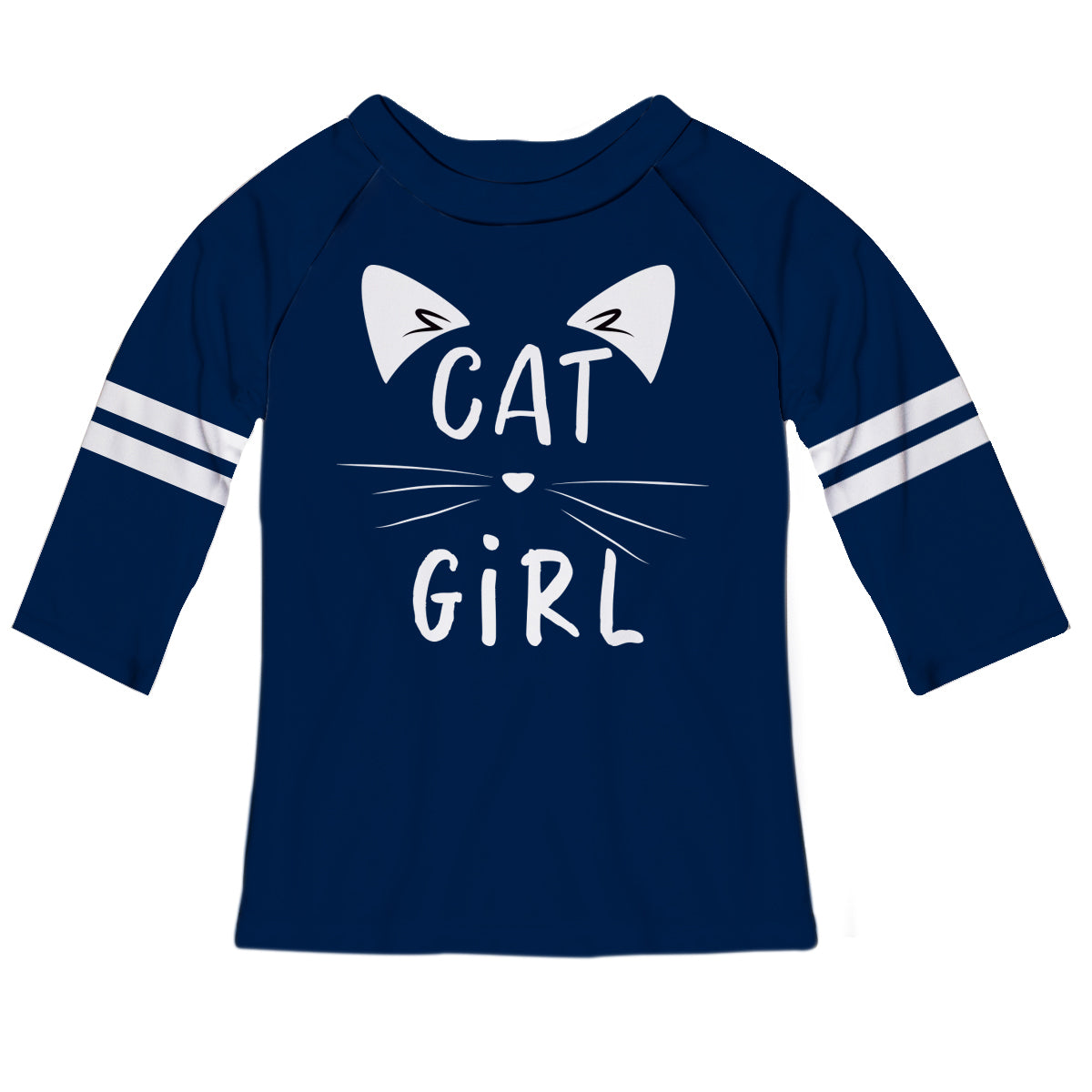 Cat Girl Navy Raglan Tee Shirt Three quarter Sleeve - Wimziy&Co.
