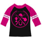 Black and hot pink three quarter sleeve equestrian elements blouse - Wimziy&Co.