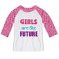 Girls Are The Future White And Pink Raglan Tee Shirt - Wimziy&Co.