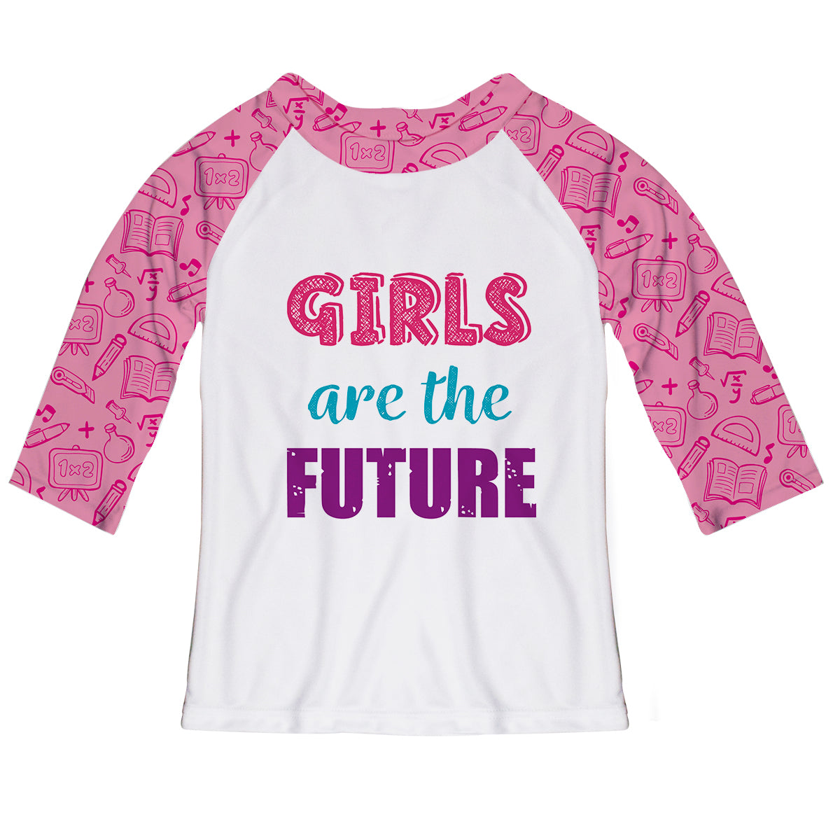 Girls Are The Future White And Pink Raglan Tee Shirt - Wimziy&Co.