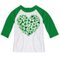 Heart Clovers White and Green Raglan Tee Shirt Three Quarter Sleeve - Wimziy&Co.