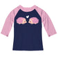 Hedgehogs Name Navy and Pink Raglan Tee Shirt Three quarter Sleeve - Wimziy&Co.