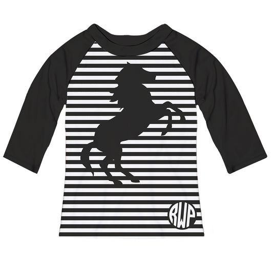 Black and white equestrian blouse with horse and monogram - Wimziy&Co.