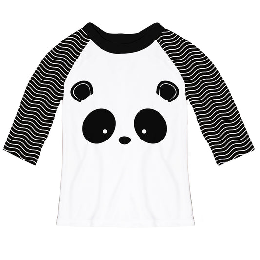 Panda Bear Face White and Black Raglan Tee Shirt Three quarter Sleeve - Wimziy&Co.