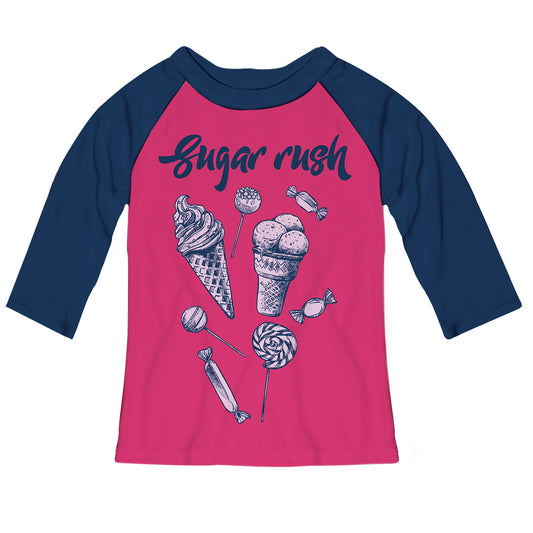 Sugar Rush Hot Pink and Navy Raglan Girl Tee Shirt - Wimziy&Co.