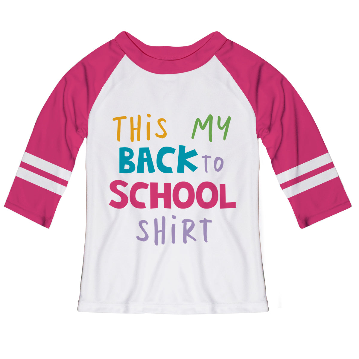 This My Back To School Shirt White And Hot Pink Raglan Tee Shirt - Wimziy&Co.