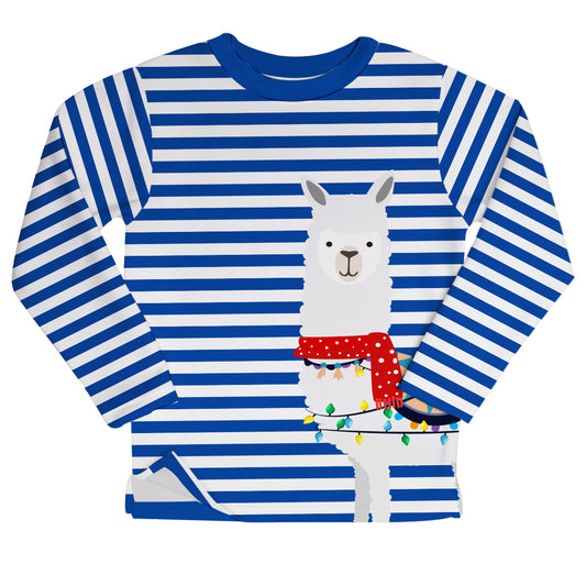 Blue and white llama fleece sweatshirt - Wimziy&Co.