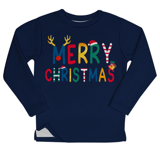 Navy Merry Christmas fleece sweatshirt - Wimziy&Co.