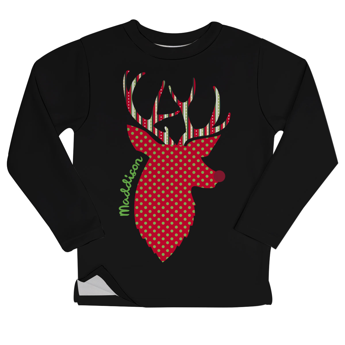 Black deer girls fleece sweatshirt with name - Wimziy&Co.