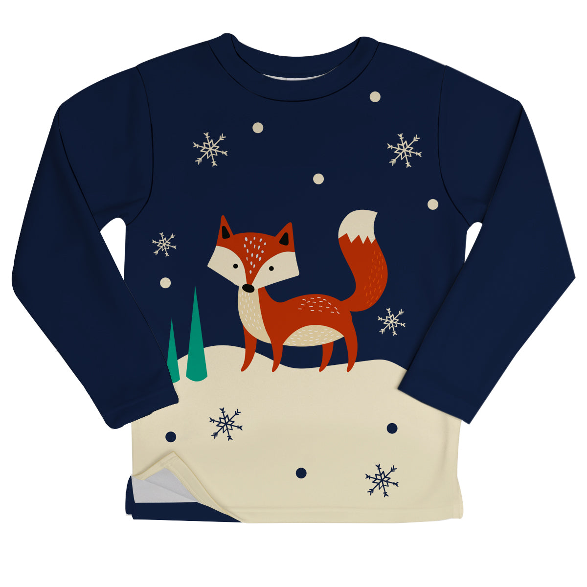 Girls navy fleece sweatshirt with fox and name - Wimziy&Co.