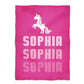 Hot pink and white unicorn fleece blanket with name - Wimziy&Co.