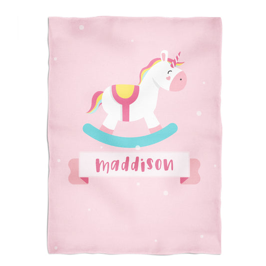 Unicorn name pink minky blanket - Wimziy&Co.