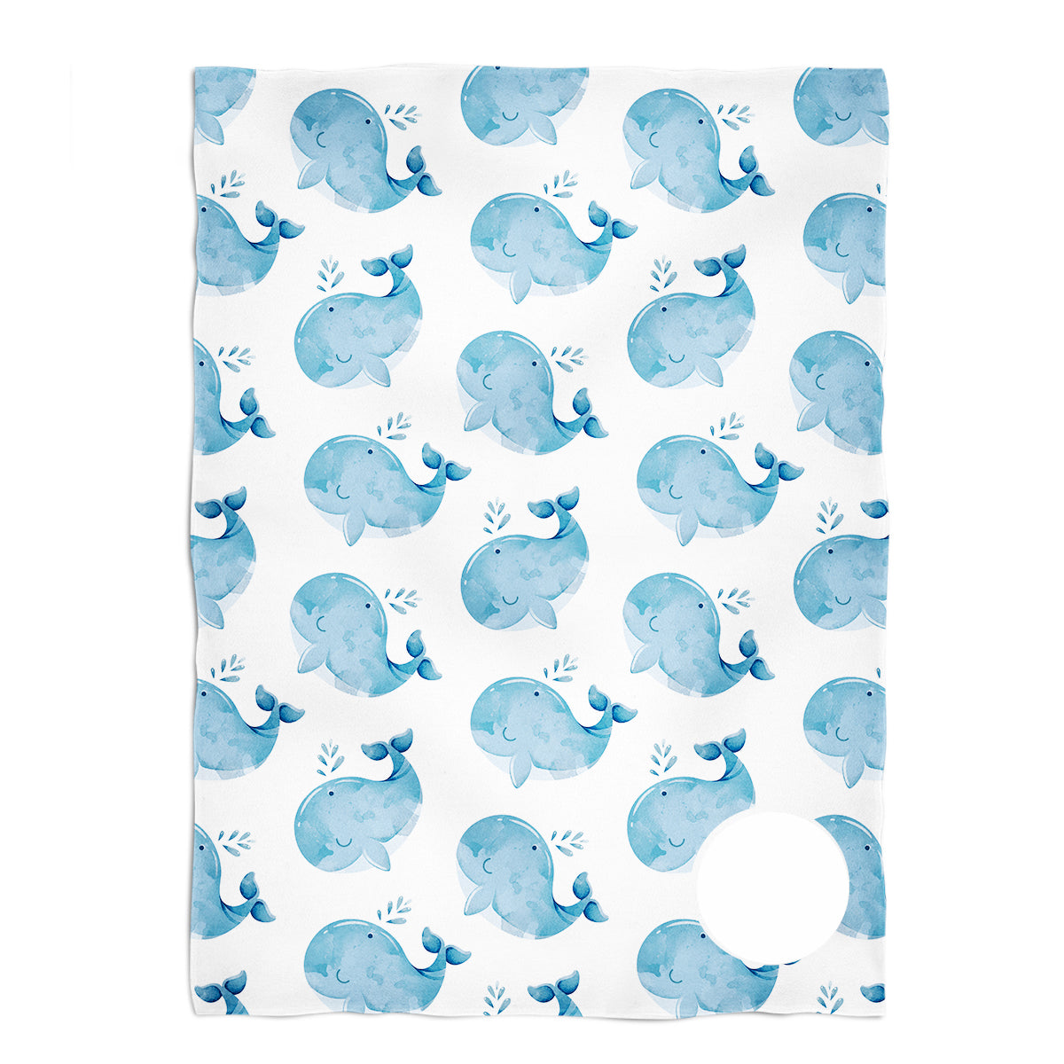Whale print monogram white minky blanket - Wimziy&Co.