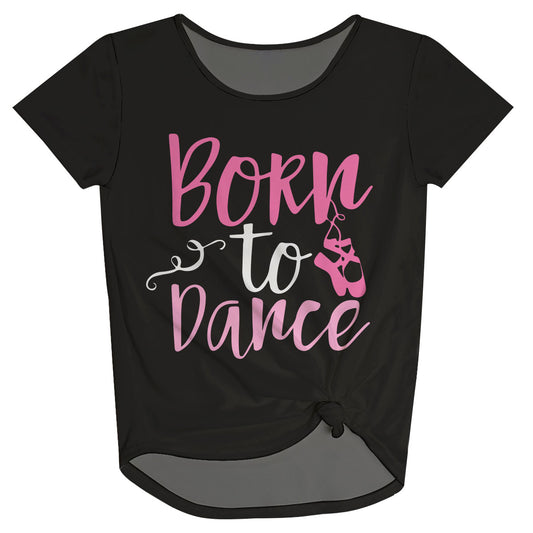 Black and pink 'born to dance' girls knot top - Wimziy&Co.